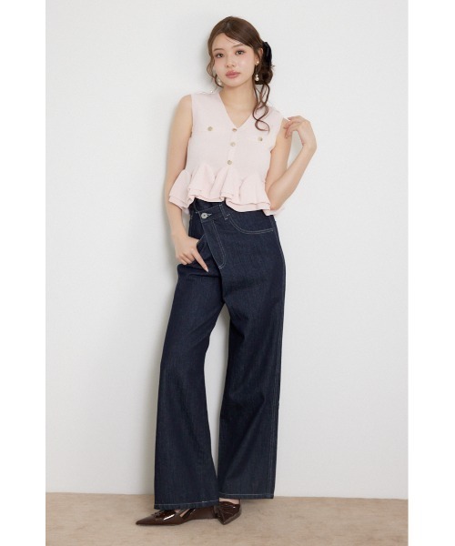 rienda（リエンダ）の「ボタンポイントペプラムニットトップス 夏服 秋服（ニット/セーター・レディース・グレー/ブラック/ピンク・FREE）」の15枚目の写真