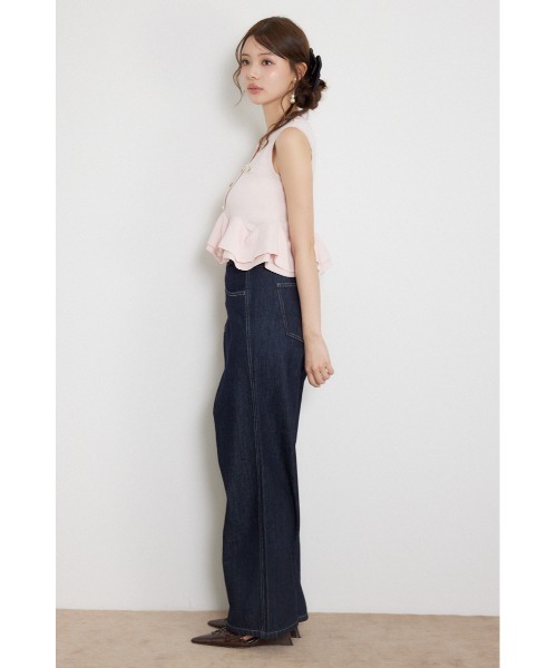 rienda（リエンダ）の「ボタンポイントペプラムニットトップス 夏服 秋服（ニット/セーター・レディース・グレー/ブラック/ピンク・FREE）」の16枚目の写真