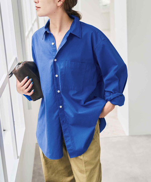 Spick & Span(スピックアンドスパン)の「ソフトオックスルーズシャツ(シャツ/ブラウス・レディース・カーキ/サックスブルー/ブルー系その他/ホワイト・FREE)」の4枚目の写真