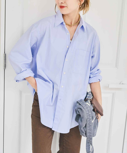 Spick & Span(スピックアンドスパン)の「ソフトオックスルーズシャツ(シャツ/ブラウス・レディース・カーキ/サックスブルー/ブルー系その他/ホワイト・FREE)」の1枚目の写真