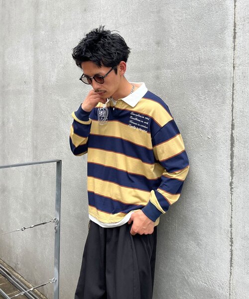CIAOPANIC(チャオパニック)の「ボーダーラガーシャツ(Tシャツ/カットソー・メンズ・ベージュ/グリーン・MEDIUM/LARGE)」の22枚目の写真