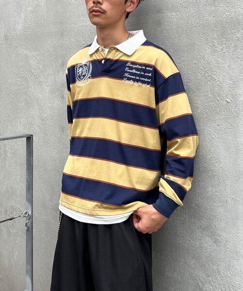 CIAOPANIC(チャオパニック)の「ボーダーラガーシャツ(Tシャツ/カットソー・メンズ・ベージュ/グリーン・MEDIUM/LARGE)」の21枚目の写真
