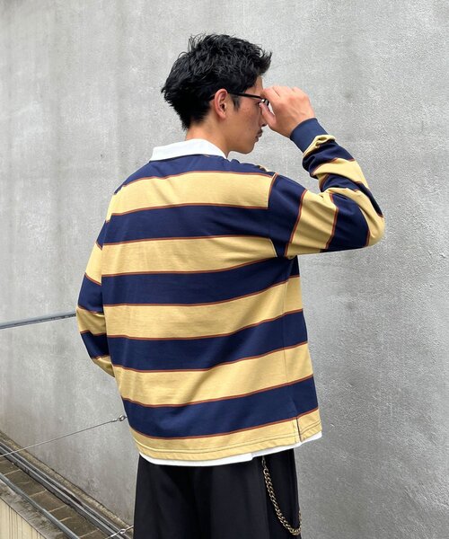 CIAOPANIC(チャオパニック)の「ボーダーラガーシャツ(Tシャツ/カットソー・メンズ・ベージュ/グリーン・MEDIUM/LARGE)」の19枚目の写真