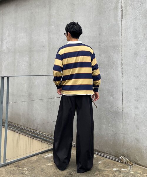 CIAOPANIC(チャオパニック)の「ボーダーラガーシャツ(Tシャツ/カットソー・メンズ・ベージュ/グリーン・MEDIUM/LARGE)」の16枚目の写真