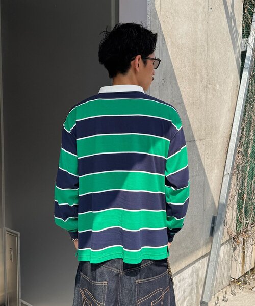 CIAOPANIC(チャオパニック)の「ボーダーラガーシャツ(Tシャツ/カットソー・メンズ・ベージュ/グリーン・MEDIUM/LARGE)」の12枚目の写真