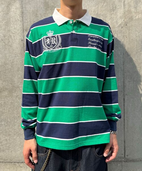 CIAOPANIC(チャオパニック)の「ボーダーラガーシャツ(Tシャツ/カットソー・メンズ・ベージュ/グリーン・MEDIUM/LARGE)」の8枚目の写真