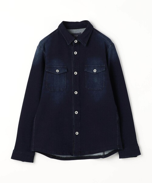 NICOLE selection(ニコルセレクション)の「ハイテンションデニムジャージーシャツ(シャツ/ブラウス・メンズ・ネイビー/サックスブルー/ホワイト・M/XL/L)」の12枚目の写真