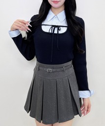 【WEB限定】シャツドッキングフロントリボンニット