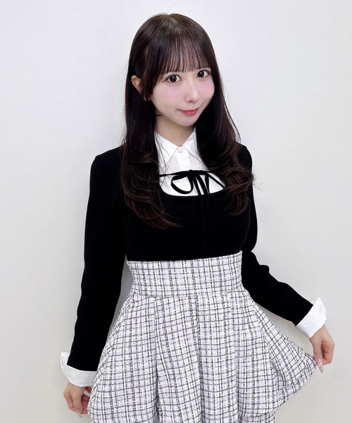 WEB限定 — футболка Docking Front Ribbon Knit