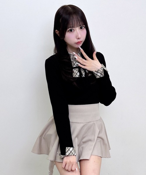 INGNI(イング)の「【WEB限定】シャツドッキングフロントリボンニット(ニット/セーター・レディース・ブラック×ホワイト/グレー系9/グレー×ホワイト/ブラック系その他/ネイビー系8/ワイン系2・M)」の18枚目の写真