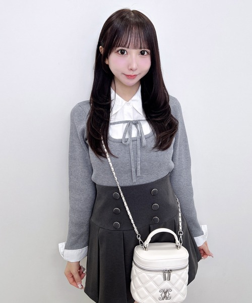 INGNI(イング)の「【WEB限定】シャツドッキングフロントリボンニット(ニット/セーター・レディース・ブラック×ホワイト/グレー系9/グレー×ホワイト/ブラック系その他/ネイビー系8/ワイン系2・M)」の20枚目の写真