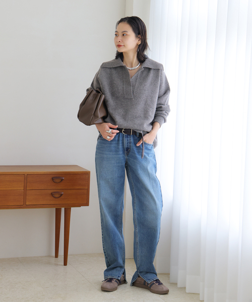 JOURNAL STANDARD(ジャーナルスタンダード)の「MUSIC スキッパープルオーバー(ニット/セーター・レディース・チャコールグレー/ホワイト/ピンク系その他/ブラウン・FREE)」の5枚目の写真