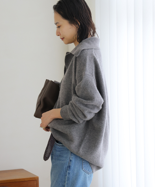 JOURNAL STANDARD(ジャーナルスタンダード)の「MUSIC スキッパープルオーバー(ニット/セーター・レディース・チャコールグレー/ホワイト/ピンク系その他/ブラウン・FREE)」の13枚目の写真