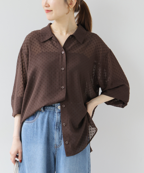 JOURNAL STANDARD relume（ジャーナルスタンダード　レリューム）の「シアードットシャツ（シャツ/ブラウス・レディース・ブラック/ブラウン・FREE）」の2枚目の写真