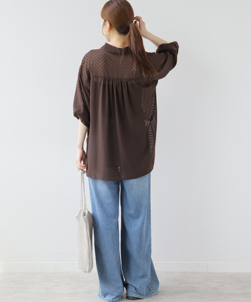JOURNAL STANDARD relume（ジャーナルスタンダード　レリューム）の「シアードットシャツ（シャツ/ブラウス・レディース・ブラック/ブラウン・FREE）」の5枚目の写真