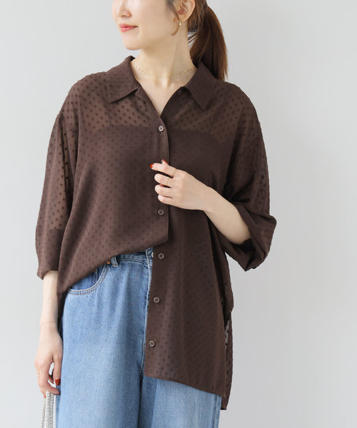 JOURNAL STANDARD relume（ジャーナルスタンダード　レリューム）の「シアードットシャツ（シャツ/ブラウス・レディース・ブラック/ブラウン・FREE）」の6枚目の写真