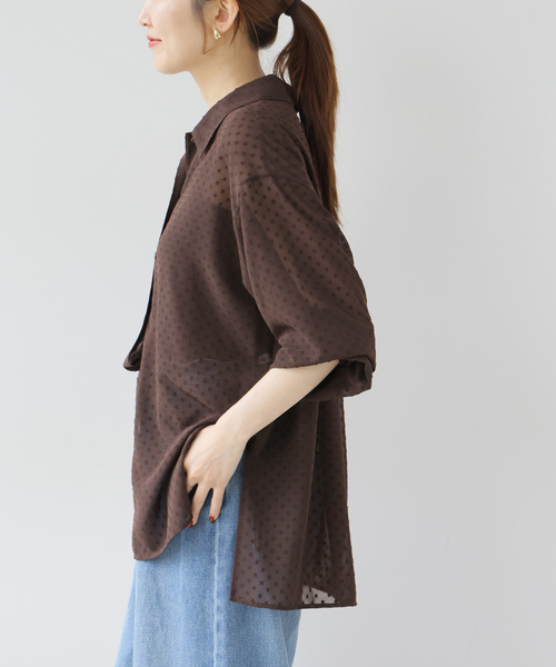 JOURNAL STANDARD relume（ジャーナルスタンダード　レリューム）の「シアードットシャツ（シャツ/ブラウス・レディース・ブラック/ブラウン・FREE）」の7枚目の写真