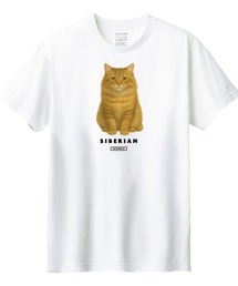 Moftique(モフティック) 半袖Tシャツ サイベリアン 猫 アニマル プリント 5.6オンス トップス カットソー レディース