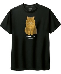 Moftique（モフティック） 半袖Tシャツ サイベリアン 猫 アニマル プリント 5.6オンス トップス カットソー レディース