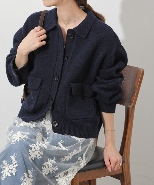 JOURNAL STANDARD relume(ジャーナルスタンダード レリューム)の「ニットジャケット(カーディガン/ボレロ・レディース・チャコールグレー/ネイビー・FREE)」の2枚目の写真