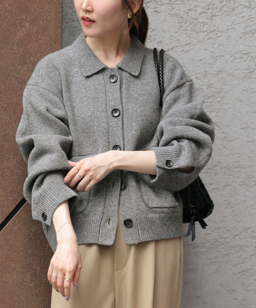JOURNAL STANDARD relume(ジャーナルスタンダード レリューム)の「ニットジャケット(カーディガン/ボレロ・レディース・チャコールグレー/ネイビー・FREE)」の6枚目の写真