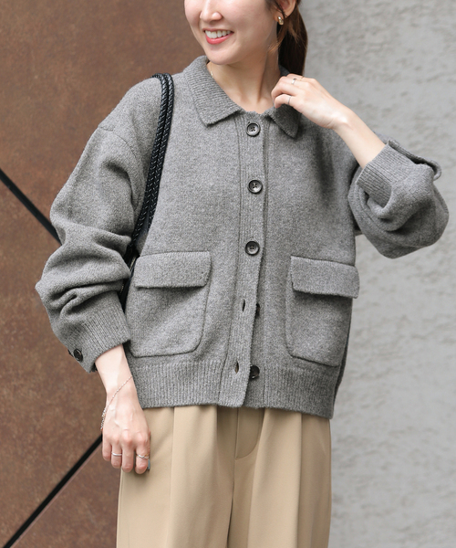 JOURNAL STANDARD relume(ジャーナルスタンダード レリューム)の「ニットジャケット(カーディガン/ボレロ・レディース・チャコールグレー/ネイビー・FREE)」の8枚目の写真