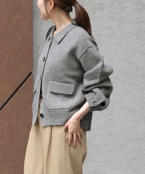 JOURNAL STANDARD relume(ジャーナルスタンダード レリューム)の「ニットジャケット(カーディガン/ボレロ・レディース・チャコールグレー/ネイビー・FREE)」の9枚目の写真