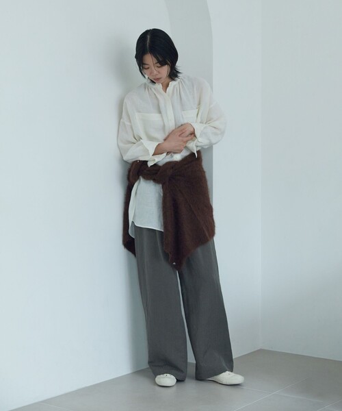 LOISIR（ロワズィール）の「ウールリネンヘリンボーンセミワイドパンツ（その他パンツ・レディース・ブラウン系その他・M/MT）」の3枚目の写真