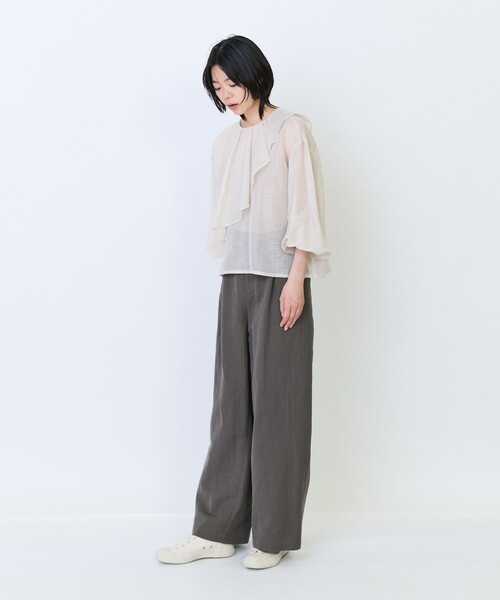 LOISIR（ロワズィール）の「ウールリネンヘリンボーンセミワイドパンツ（その他パンツ・レディース・ブラウン系その他・M/MT）」の4枚目の写真