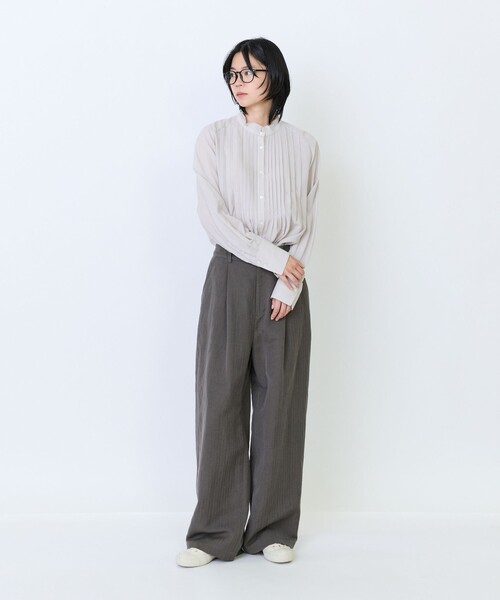 LOISIR（ロワズィール）の「ウールリネンヘリンボーンセミワイドパンツ（その他パンツ・レディース・ブラウン系その他・M/MT）」の5枚目の写真
