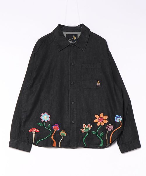 go slow caravan(ゴースローキャラバン)の「デニムパネル刺繍 シャツ JKT(シャツ/ブラウス・メンズ・インディゴブルー/ブラック系その他・X-LARGE/LARGE/MEDIUM)」の1枚目の写真