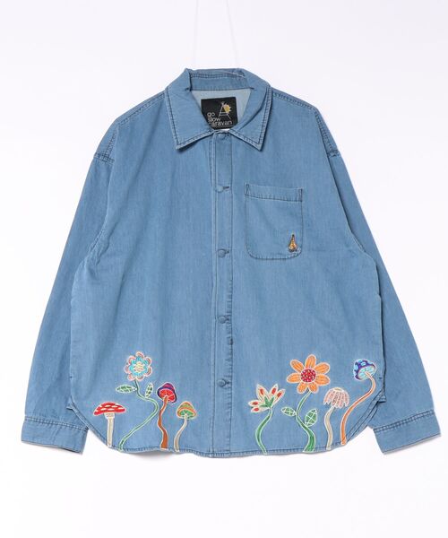 go slow caravan(ゴースローキャラバン)の「デニムパネル刺繍 シャツ JKT(シャツ/ブラウス・メンズ・インディゴブルー/ブラック系その他・X-LARGE/LARGE/MEDIUM)」の2枚目の写真