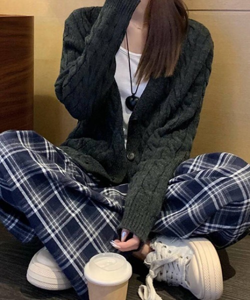 mebole（メボレ）の「lace waist checkered wide pants（その他パンツ・レディース・ネイビー・FREE）」の14枚目の写真