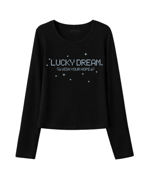 IZROOM(イズルーム)の「ラッキードリーム スリムフィット ロングスリーブ (ブラック)(Tシャツ/カットソー・レディース・その他・FREE)」の1枚目の写真