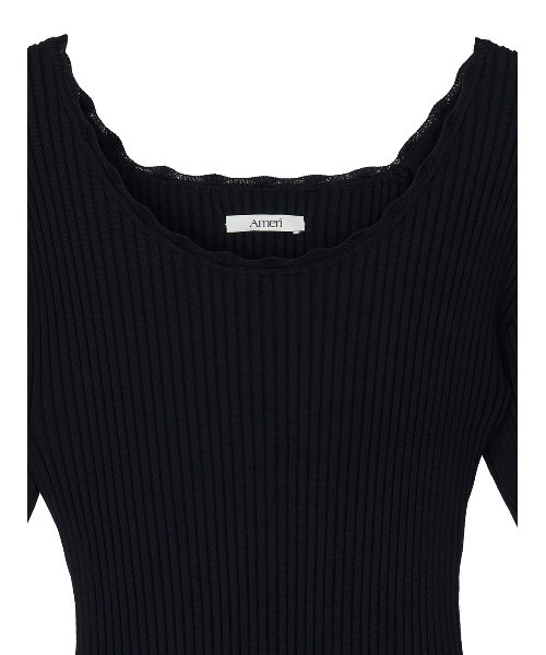 Ameri（アメリ）の「BALLOON HEM DOCKING KNIT TOP（ニット/セーター・レディース・ブラック/グレー/カーキ・FREE）」の5枚目の写真