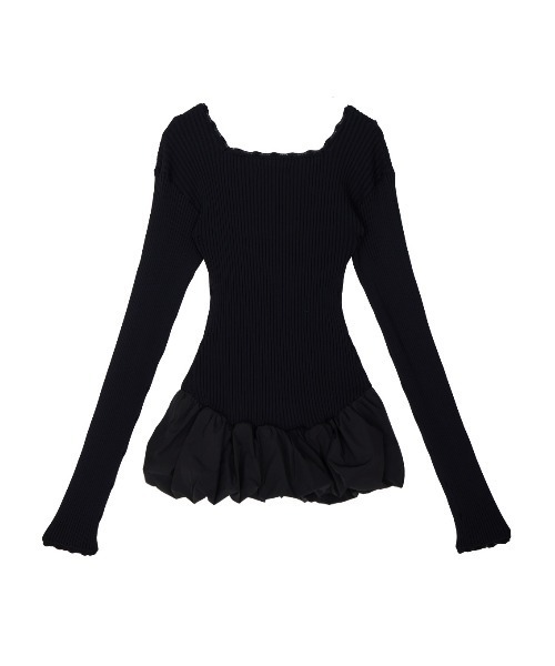Ameri（アメリ）の「BALLOON HEM DOCKING KNIT TOP（ニット/セーター・レディース・ブラック/グレー/カーキ・FREE）」の8枚目の写真