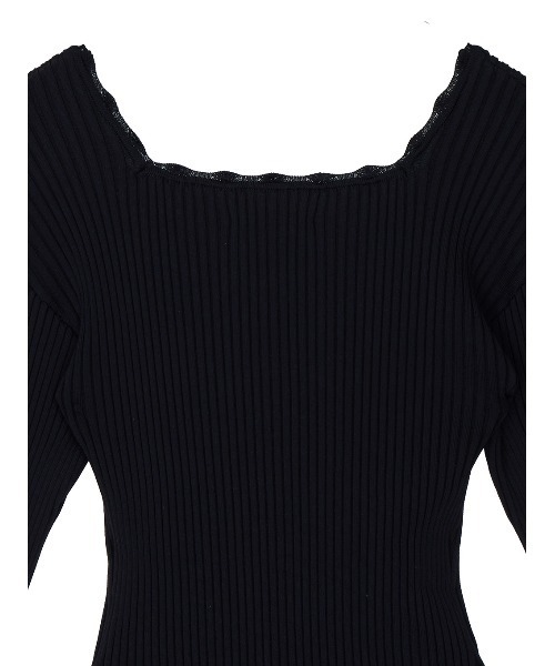 Ameri（アメリ）の「BALLOON HEM DOCKING KNIT TOP（ニット/セーター・レディース・ブラック/グレー/カーキ・FREE）」の9枚目の写真