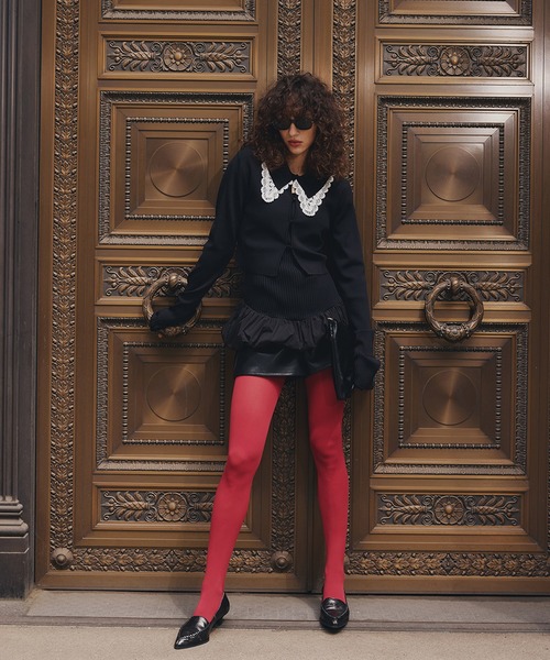 Ameri（アメリ）の「BALLOON HEM DOCKING KNIT TOP（ニット/セーター・レディース・ブラック/グレー/カーキ・FREE）」の13枚目の写真