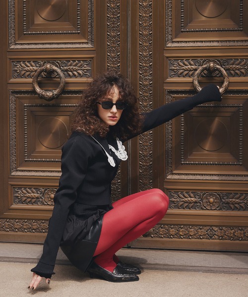 Ameri（アメリ）の「BALLOON HEM DOCKING KNIT TOP（ニット/セーター・レディース・ブラック/グレー/カーキ・FREE）」の15枚目の写真