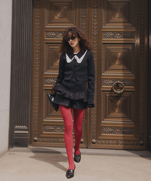 Ameri（アメリ）の「BALLOON HEM DOCKING KNIT TOP（ニット/セーター・レディース・ブラック/グレー/カーキ・FREE）」の16枚目の写真