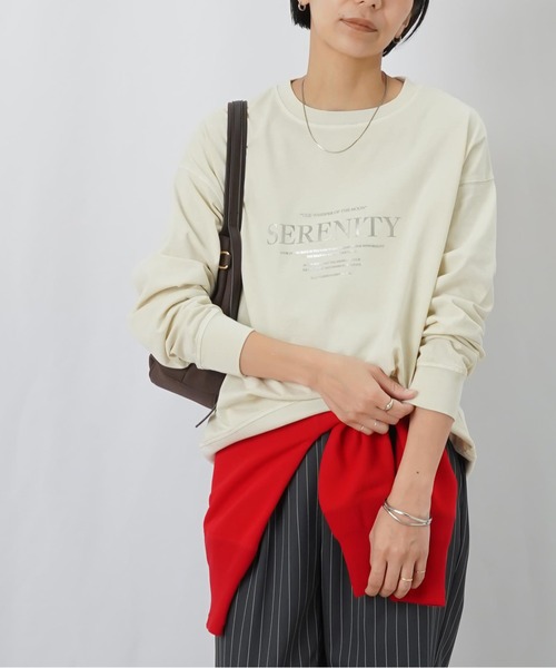 LUCA/LADY LUCK LUCA(ルカ/レディラックルカ)の「LC/LLL ピグメント箔プリントプルオーバー(Tシャツ/カットソー・レディース・ベージュ/チャコールグレー/ブラウン・FREE)」の3枚目の写真