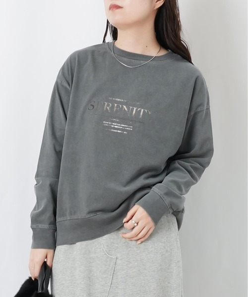 LUCA/LADY LUCK LUCA(ルカ/レディラックルカ)の「LC/LLL ピグメント箔プリントプルオーバー(Tシャツ/カットソー・レディース・ベージュ/チャコールグレー/ブラウン・FREE)」の5枚目の写真