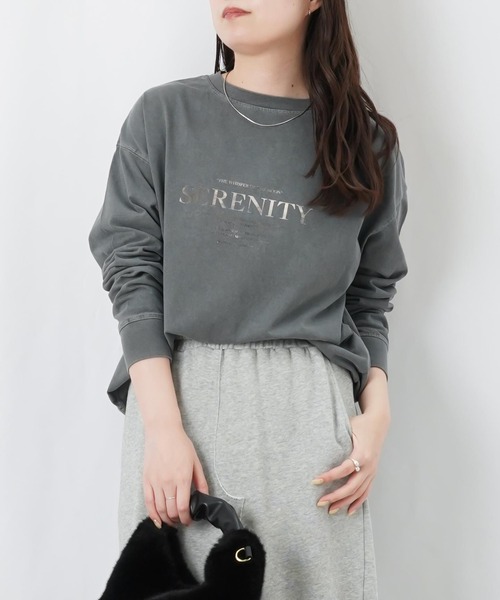 LUCA/LADY LUCK LUCA(ルカ/レディラックルカ)の「LC/LLL ピグメント箔プリントプルオーバー(Tシャツ/カットソー・レディース・ベージュ/チャコールグレー/ブラウン・FREE)」の8枚目の写真