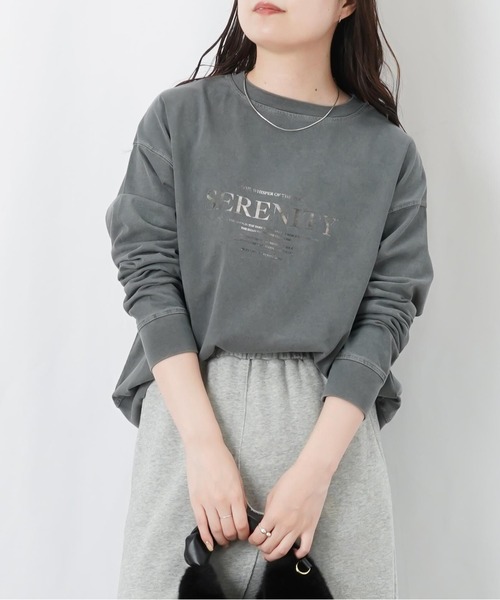 LUCA/LADY LUCK LUCA(ルカ/レディラックルカ)の「LC/LLL ピグメント箔プリントプルオーバー(Tシャツ/カットソー・レディース・ベージュ/チャコールグレー/ブラウン・FREE)」の12枚目の写真