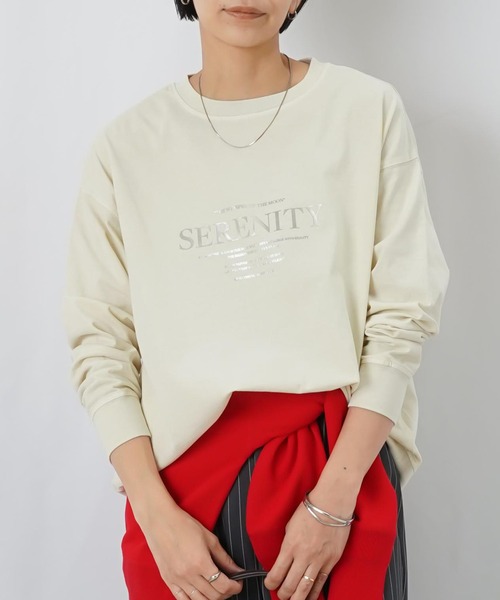 LUCA/LADY LUCK LUCA(ルカ/レディラックルカ)の「LC/LLL ピグメント箔プリントプルオーバー(Tシャツ/カットソー・レディース・ベージュ/チャコールグレー/ブラウン・FREE)」の16枚目の写真