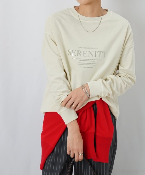 LUCA/LADY LUCK LUCA(ルカ/レディラックルカ)の「LC/LLL ピグメント箔プリントプルオーバー(Tシャツ/カットソー・レディース・ベージュ/チャコールグレー/ブラウン・FREE)」の18枚目の写真