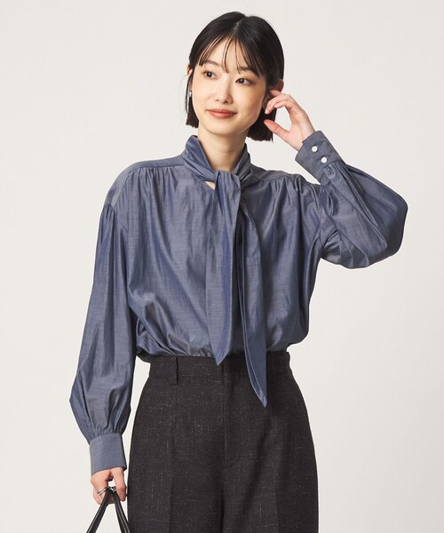 green label relaxing(グリーンレーベルリラクシング)の「ボータイ ブラウス(シャツ/ブラウス・レディース・ライトブルー/ホワイト/ネイビー・FREE)」の1枚目の写真