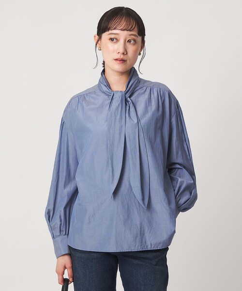 green label relaxing(グリーンレーベルリラクシング)の「ボータイ ブラウス(シャツ/ブラウス・レディース・ライトブルー/ホワイト/ネイビー・FREE)」の3枚目の写真