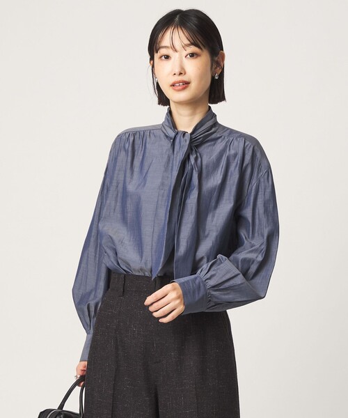 green label relaxing(グリーンレーベルリラクシング)の「ボータイ ブラウス(シャツ/ブラウス・レディース・ライトブルー/ホワイト/ネイビー・FREE)」の4枚目の写真
