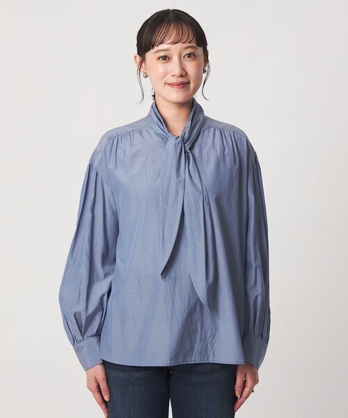 green label relaxing(グリーンレーベルリラクシング)の「ボータイ ブラウス(シャツ/ブラウス・レディース・ライトブルー/ホワイト/ネイビー・FREE)」の14枚目の写真